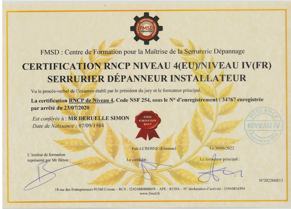 diplome Me deruelle simon